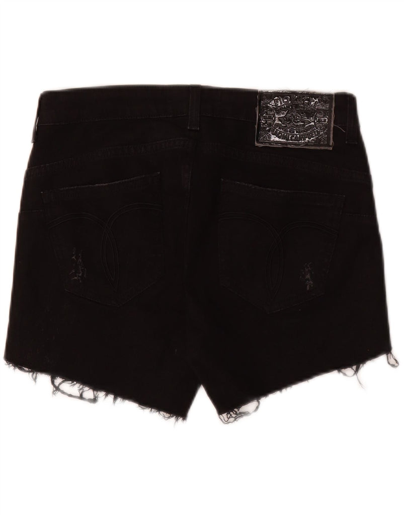FIORUCCI Womens Distressed Denim Shorts W30 Medium  Black Cotton Vintage Fiorucci and Second-Hand Fiorucci from Messina Hembry 