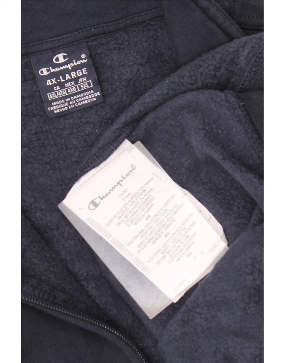 CHAMPION Sudadera con cuello y cremallera para hombre Jersey 4XL Algodón azul marino