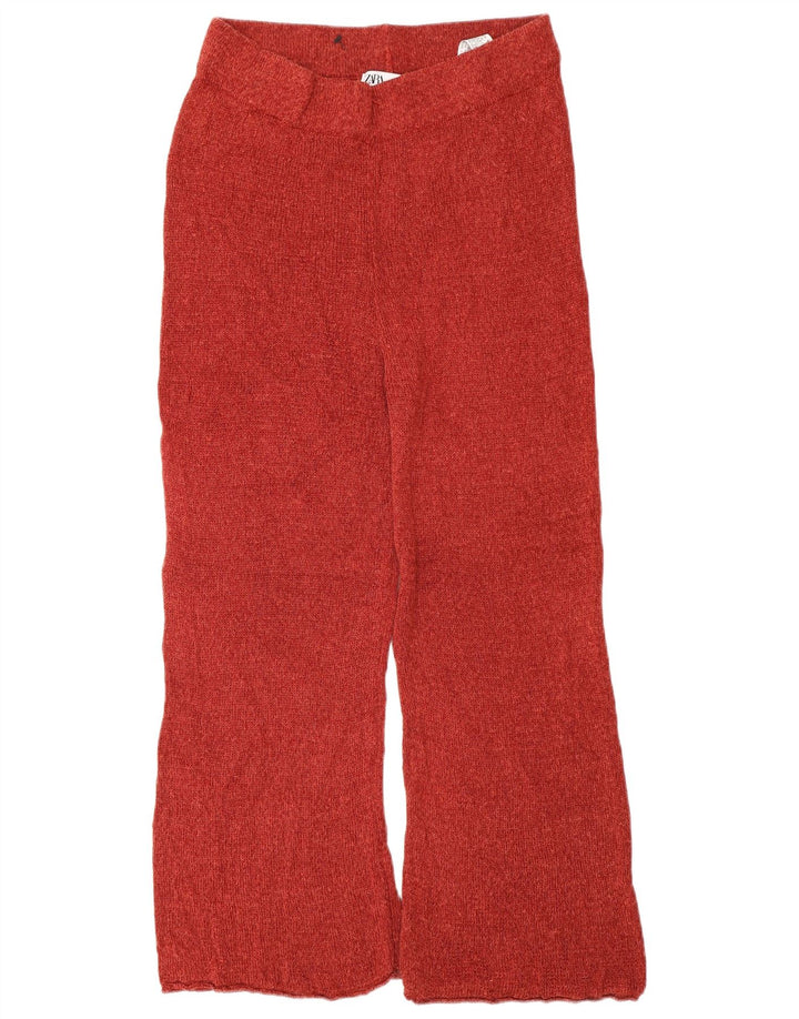 Zara Mujer Pantalón Corto De Punto Mediano W28 L24 Lino Rojo