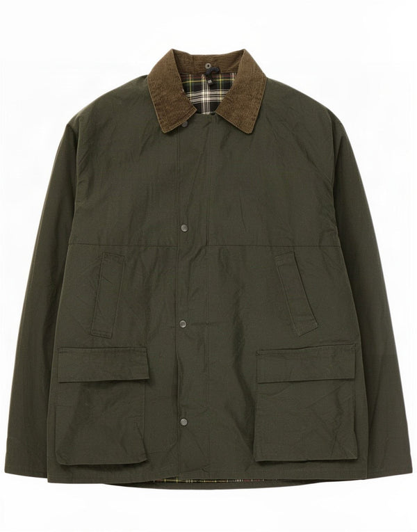 Vintage hombres encerado chaqueta de algodón Reino Unido 46 3XL verde