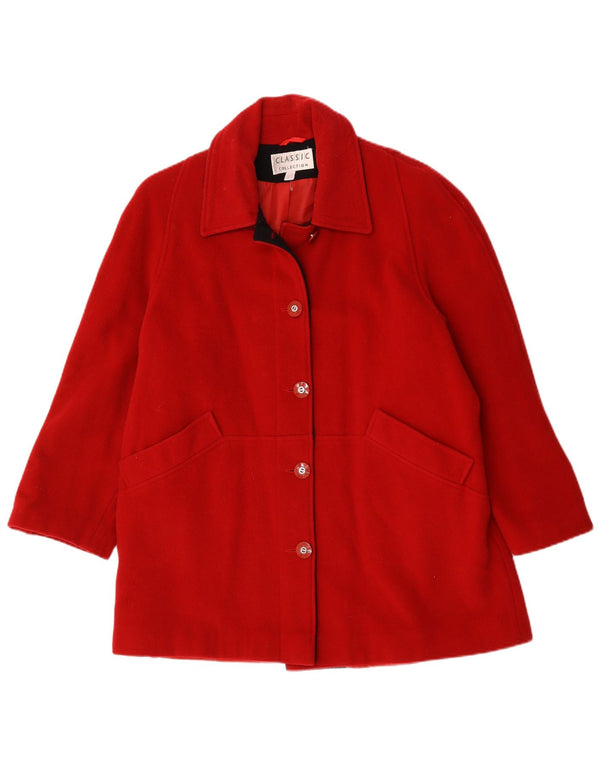 CLASSIC Abrigo extragrande para mujer Reino Unido 12 Lana roja mediana
