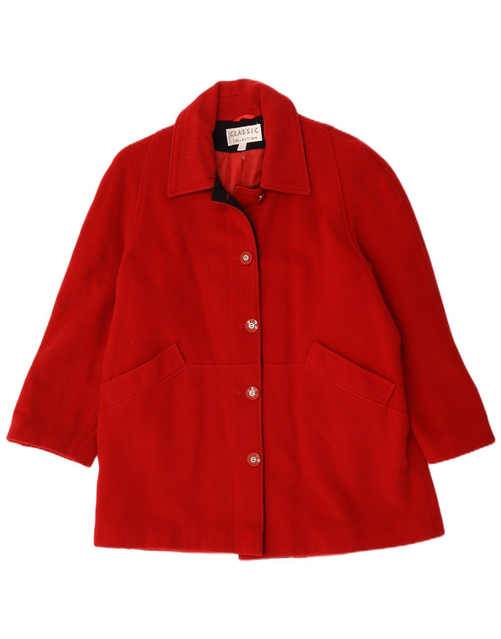 CLASSIC Abrigo extragrande para mujer Reino Unido 12 Lana roja mediana