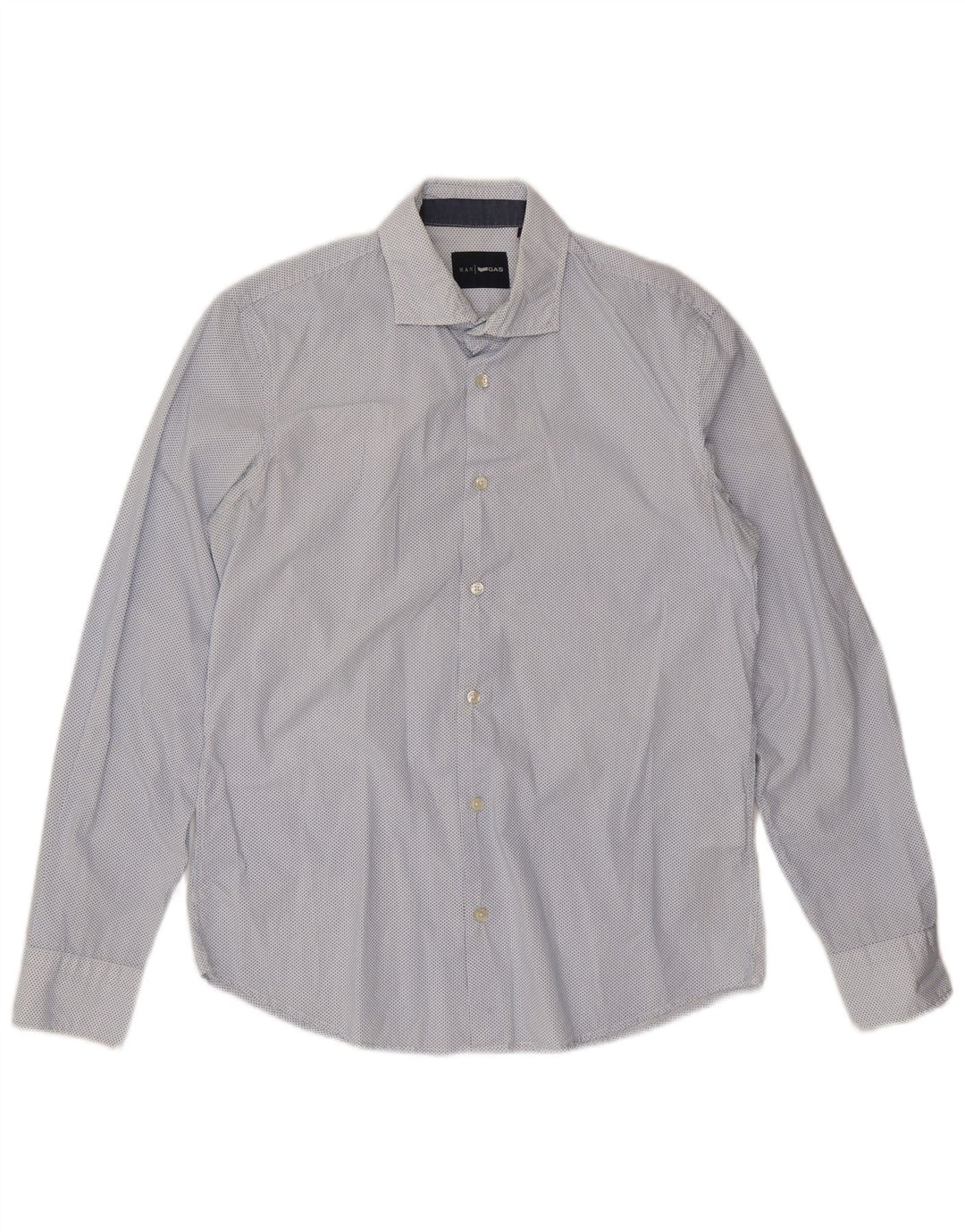 Camisa Gas Hombre Grande Algodón Moteado Azul