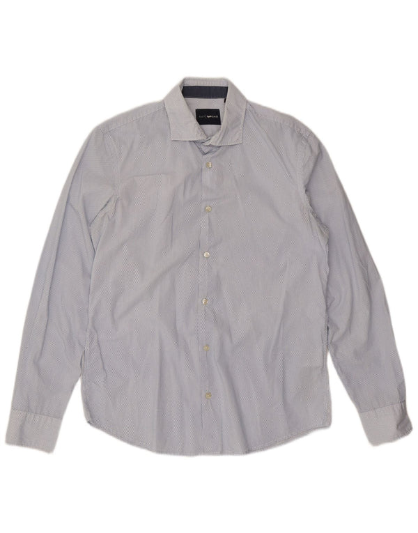 Camisa Gas Hombre Grande Algodón Moteado Azul