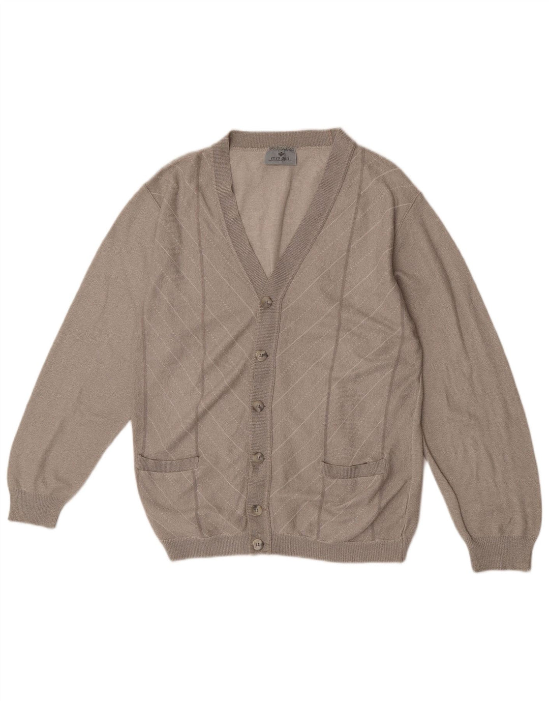 Enzo Goti Cárdigan para hombre suéter pequeño gris Chevron acrílico