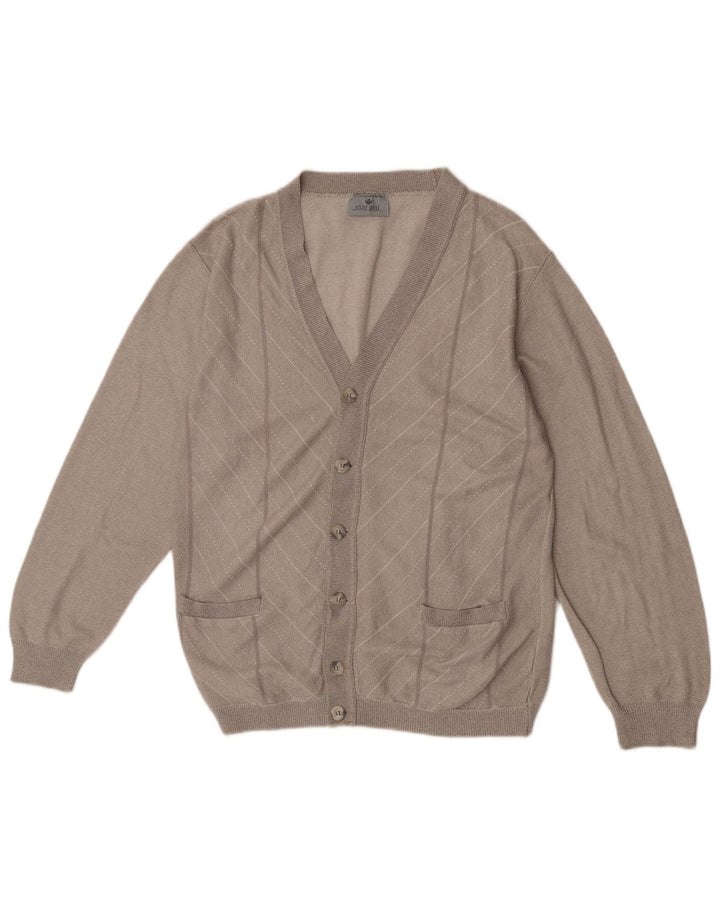Enzo Goti Cárdigan para hombre suéter pequeño gris Chevron acrílico