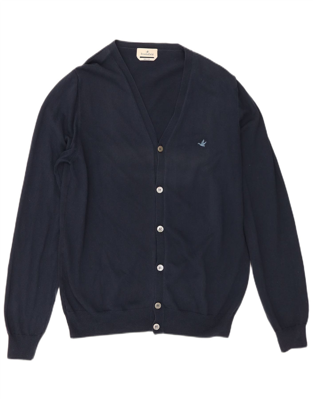 Brooksfield Suéter tipo cárdigan para hombre IT 50 Algodón azul marino mediano
