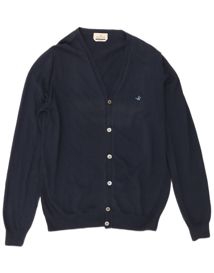 Brooksfield Suéter tipo cárdigan para hombre IT 50 Algodón azul marino mediano