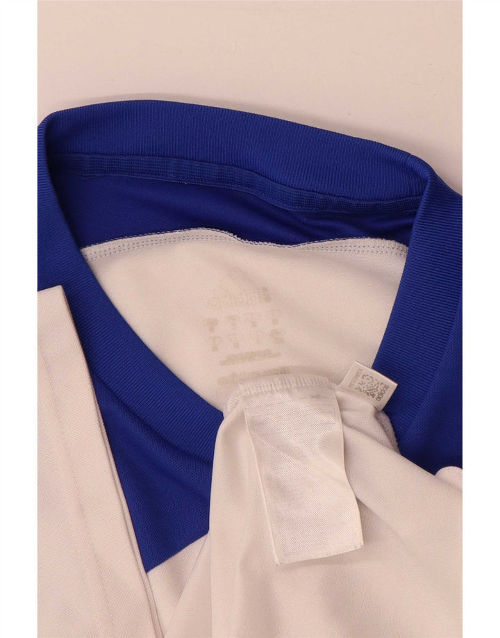 Adidas Hombre Climalite Camiseta Top Medio Blanco Colorblock Poliéster