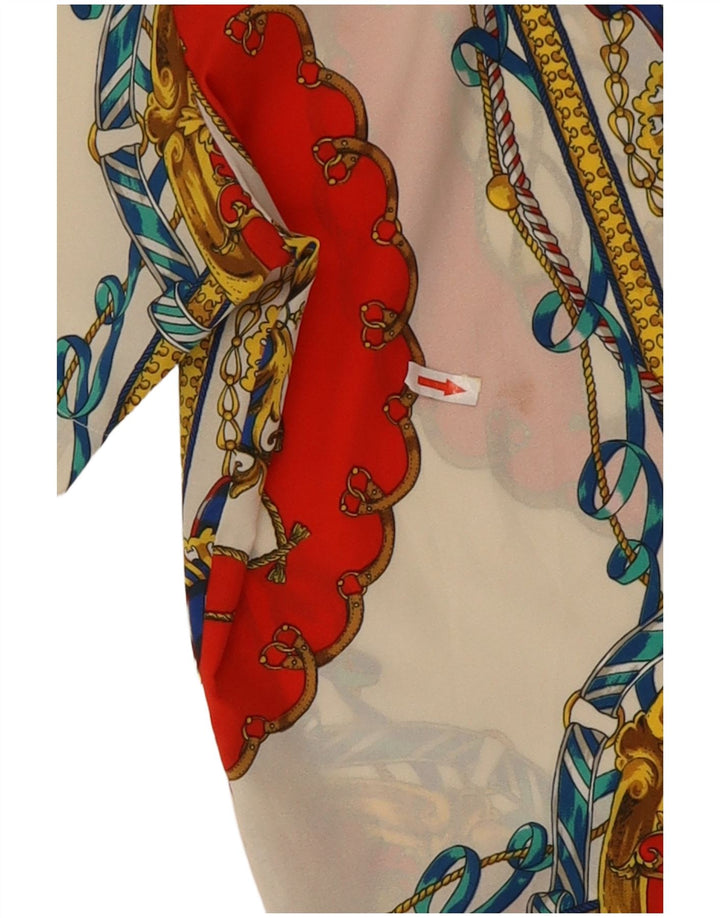 Vintage mujer patrón abstracto camisa blusa Reino Unido 16 grande multicolor