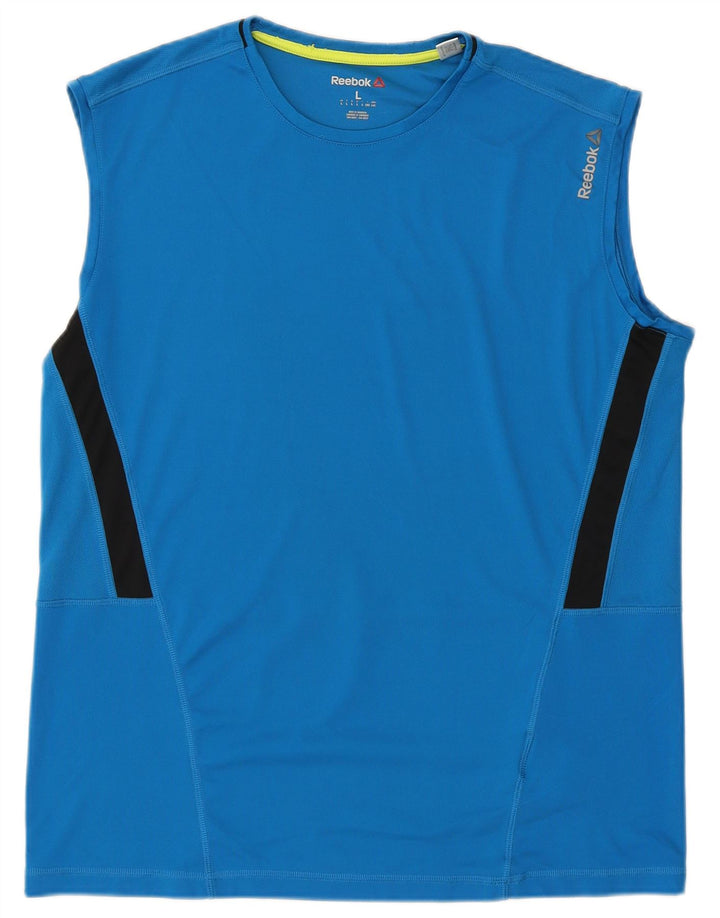 Reebok - Camiseta sin mangas para hombre, talla grande, poliéster azul