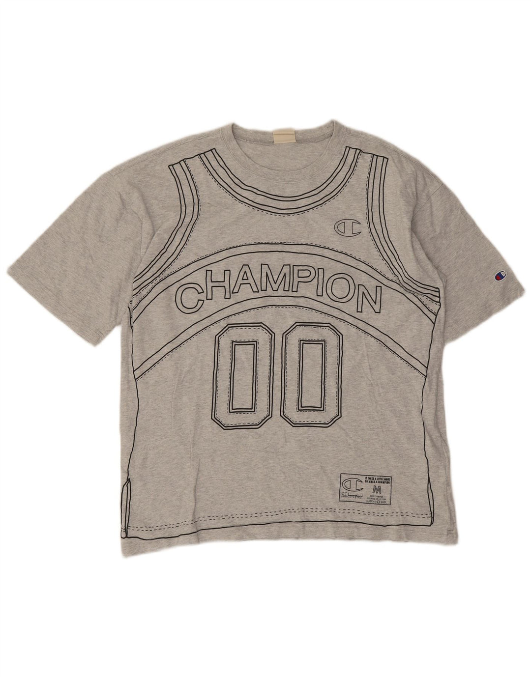 Champion Camiseta Gráfica Para Hombre Top Grande De Algodón Gris