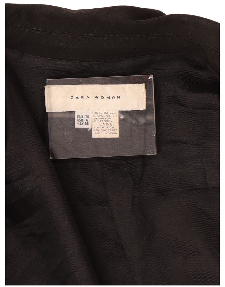 Zara Mujer Chaqueta Blazer De 1 Botón EU 38 Pequeña Poliéster Negro