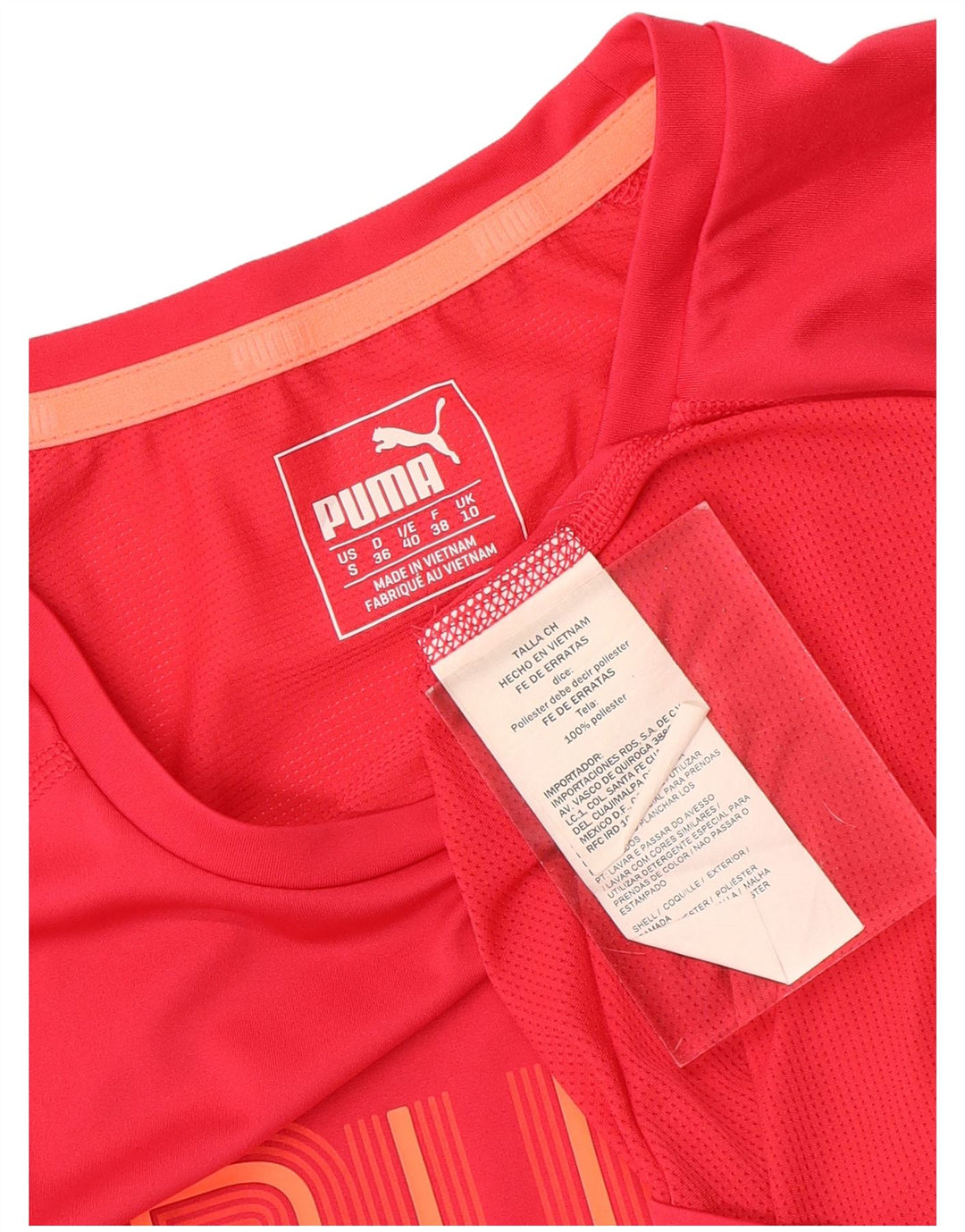 Puma Camiseta gráfica para mujer Top UK 10 Small Red Poliéster
