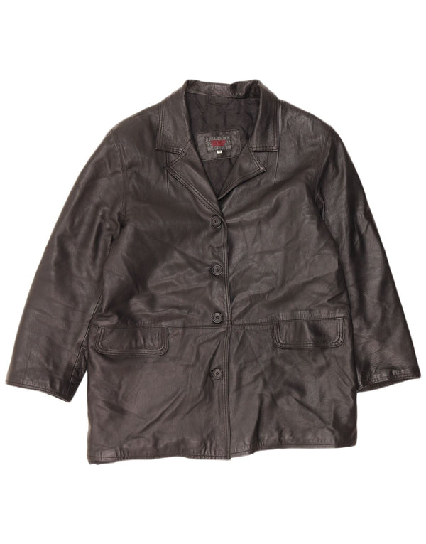 VINTAGE Abrigo de cuero para mujer IT 48 XL Cuero negro
