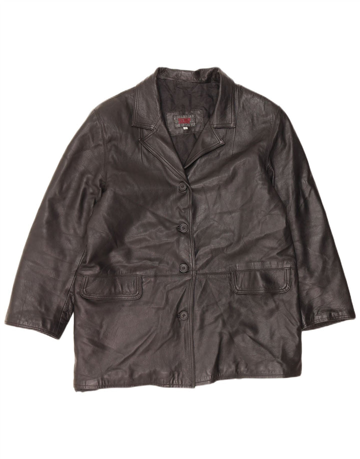 VINTAGE Abrigo de cuero para mujer IT 48 XL Cuero negro