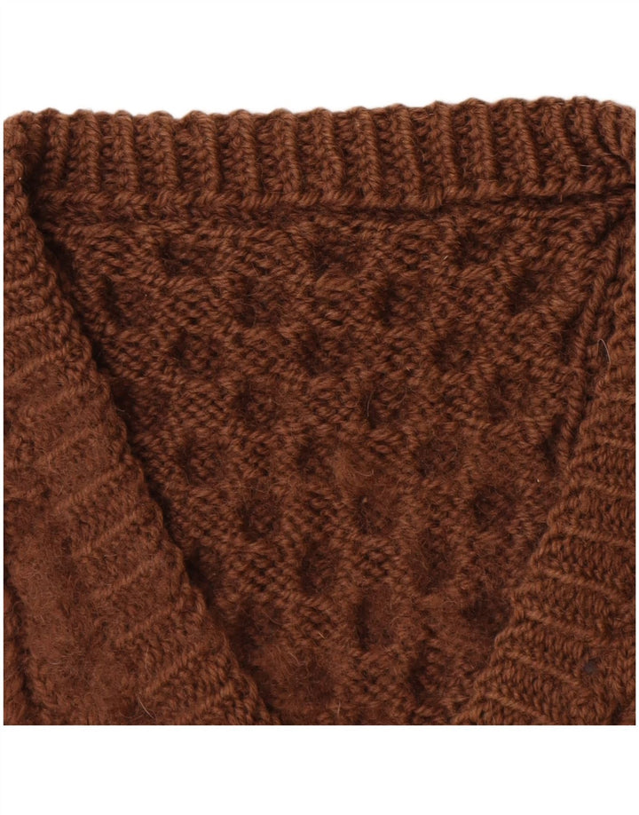 VINTAGE Mujer V-Cuello Jersey Suéter Reino Unido 14 Marrón Grande