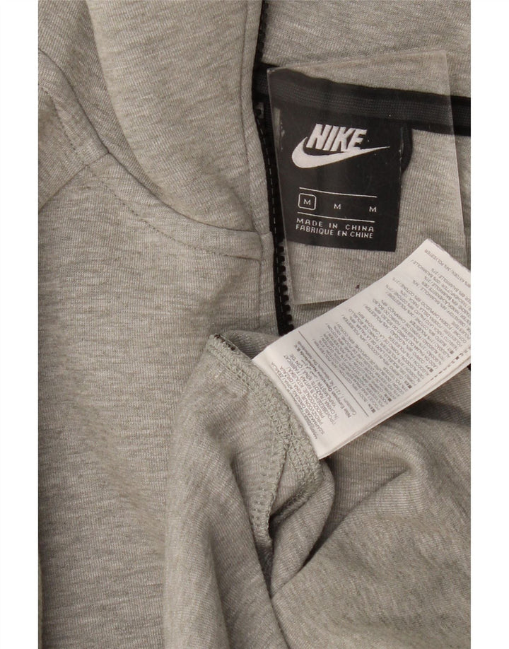 NIKE Sudadera con capucha y cremallera para mujer UK 14 Algodón moteado gris medio