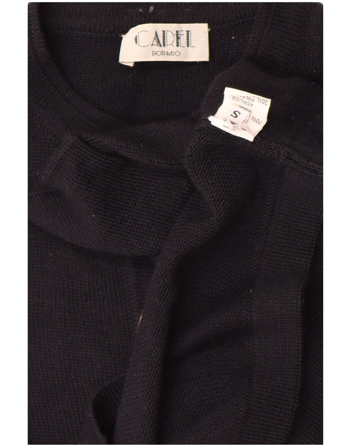 Vintage mujer oversized Cardigan suéter Reino Unido 10 pequeña lana azul marino