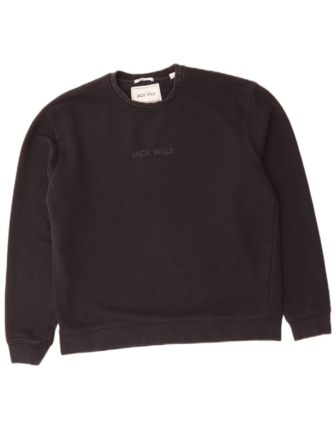 JACK WILLS Sudadera de ajuste relajado para hombre, jersey de algodón negro mediano