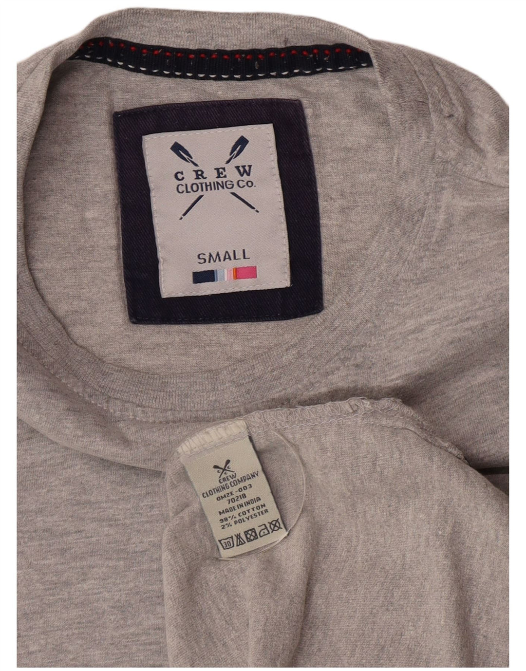 Crew Clothing - Camiseta para hombre, talla pequeña, algodón gris