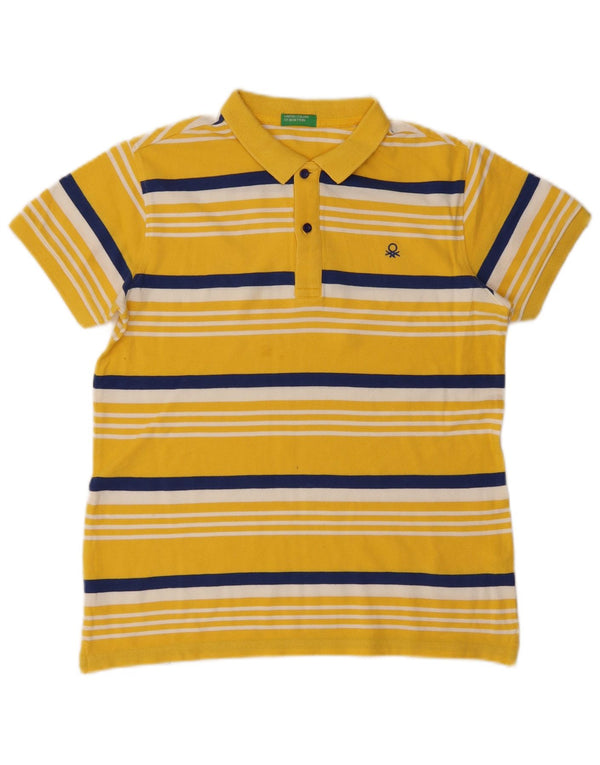 Benetton Polo para Niño 13-14 Años Grande Amarillo De Algodón A Rayas