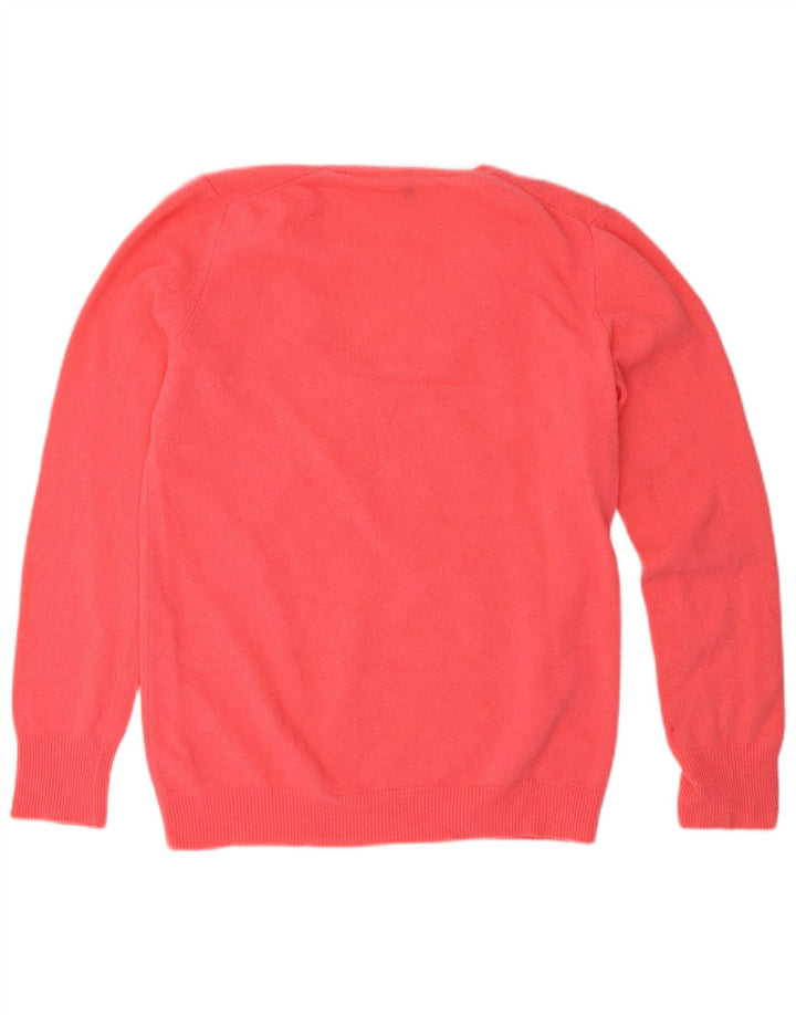 Benetton Jersey Con Cuello En V Para Mujer UK 42 Rosa Mediano