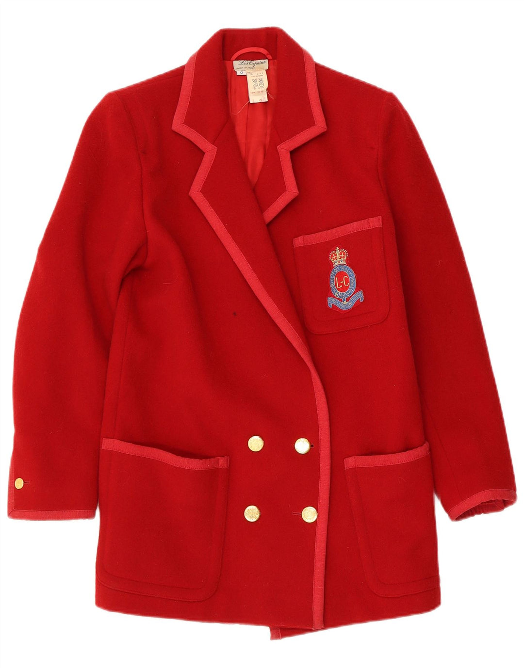 Les Copains Abrigo cruzado para mujer UK 10 Small Red Wool