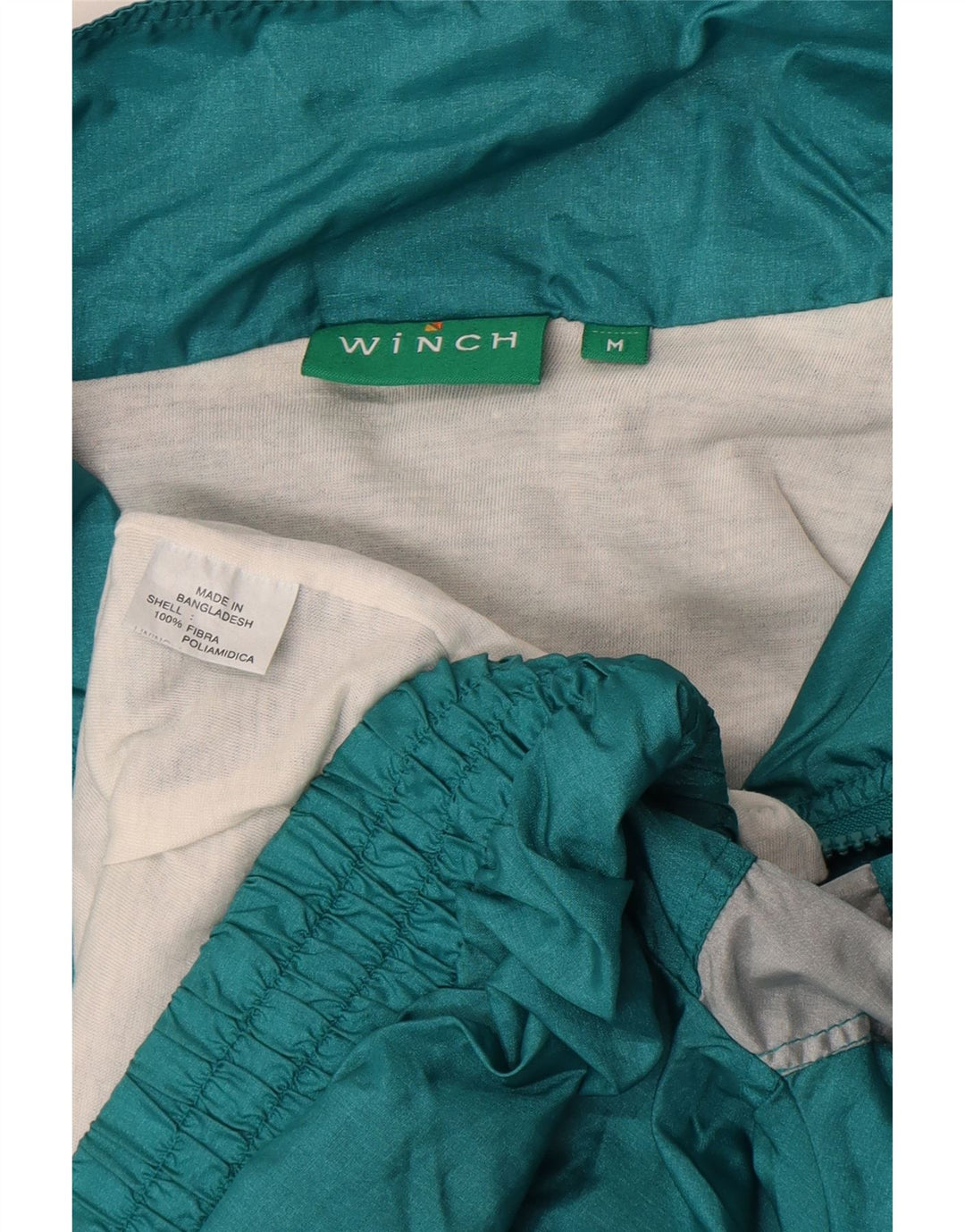 Vintage Hombre Chándal Top Chaqueta Medio Verde Colorblock Poliamida