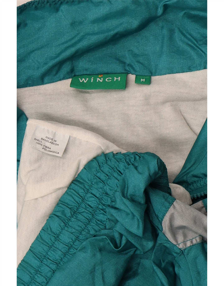 Vintage Hombre Chándal Top Chaqueta Medio Verde Colorblock Poliamida