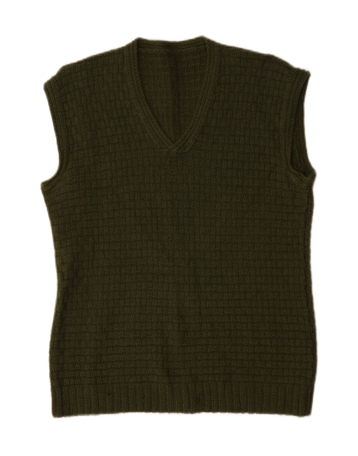 VINTAGE Chaleco de mujer Camiseta sin mangas Reino Unido 14 Verde Medio