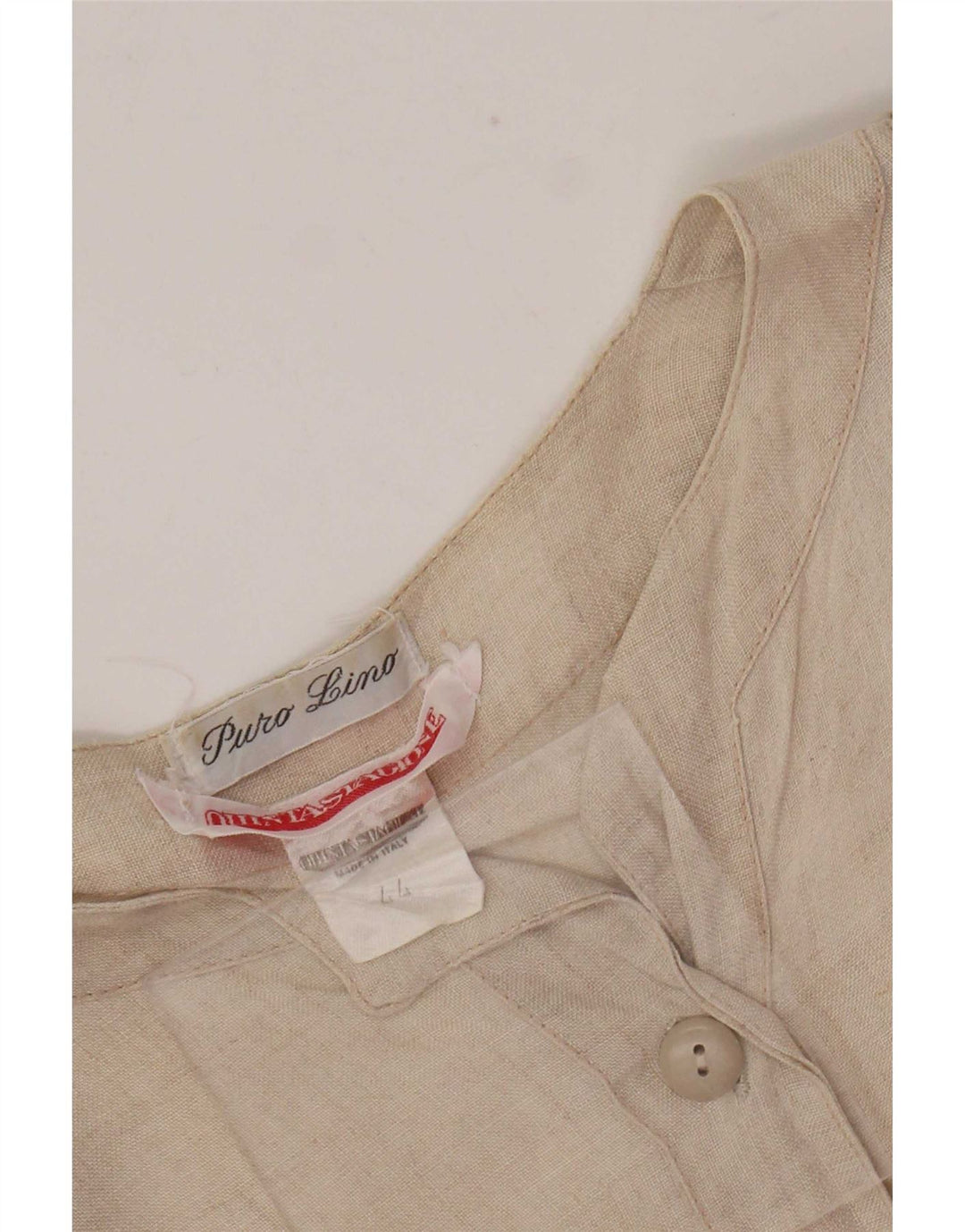 Blusa camisera vintage para mujer IT 44 Lino beige medio
