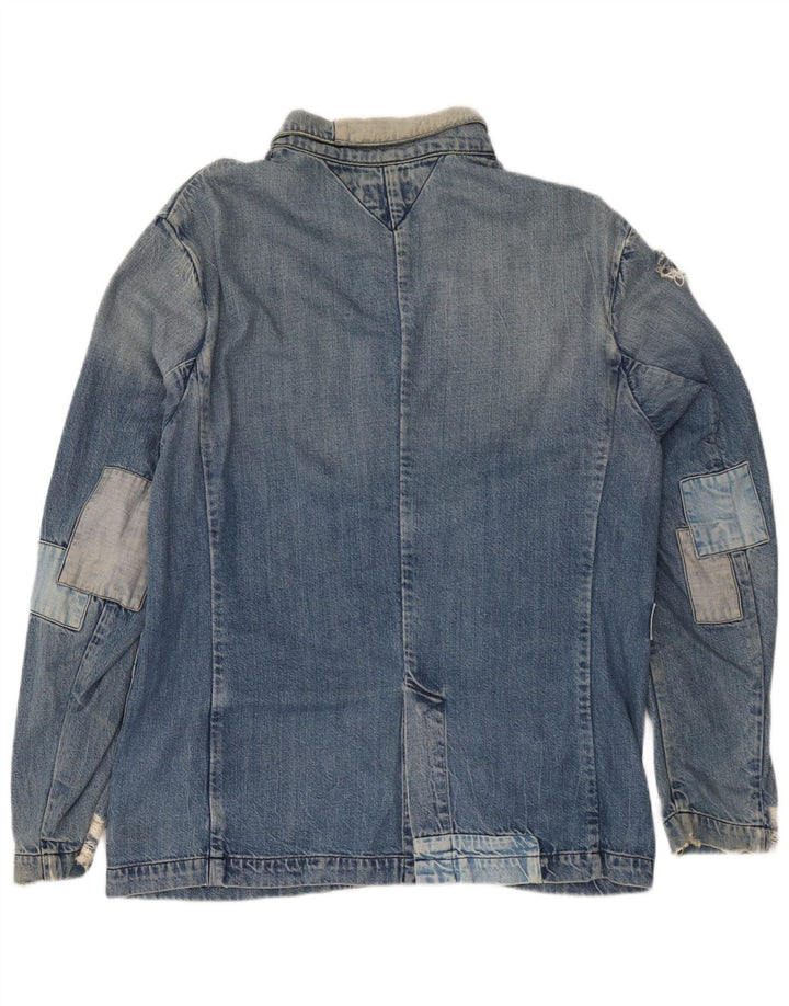 Tommy Hilfiger Chaqueta Vaquera Desgastada para Mujer UK 40 XL Azul Patchwork