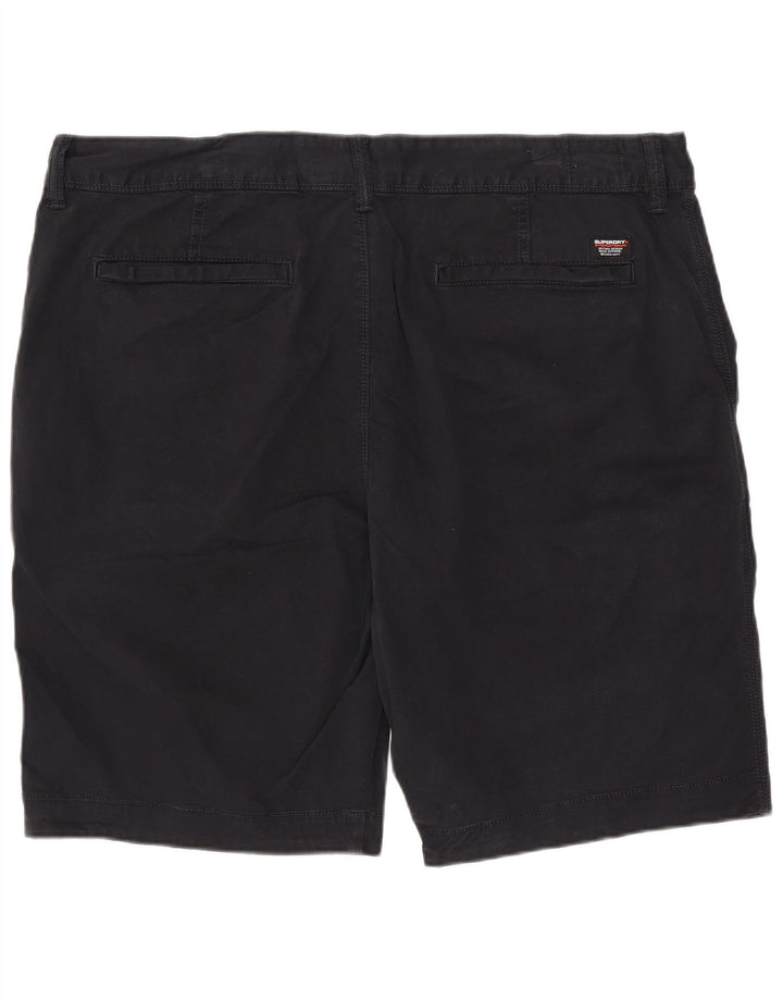 SUPERDRY Pantalones cortos chinos ajustados para hombre W36 Large Black Cotton