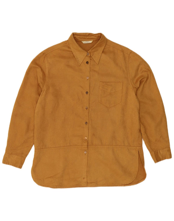 Marks & Spencer Camisa de ante sintético para mujer UK 10 Small Beige Poliéster