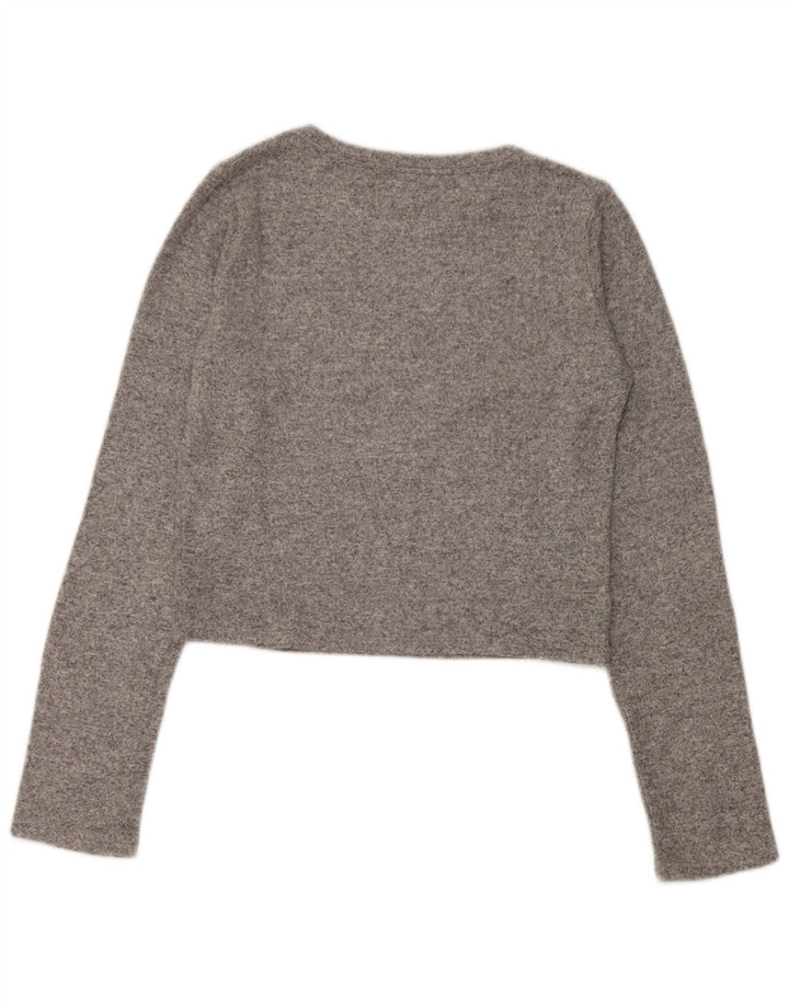 Zara Mujer Crop Top Manga Larga UK 44 Grande Gris