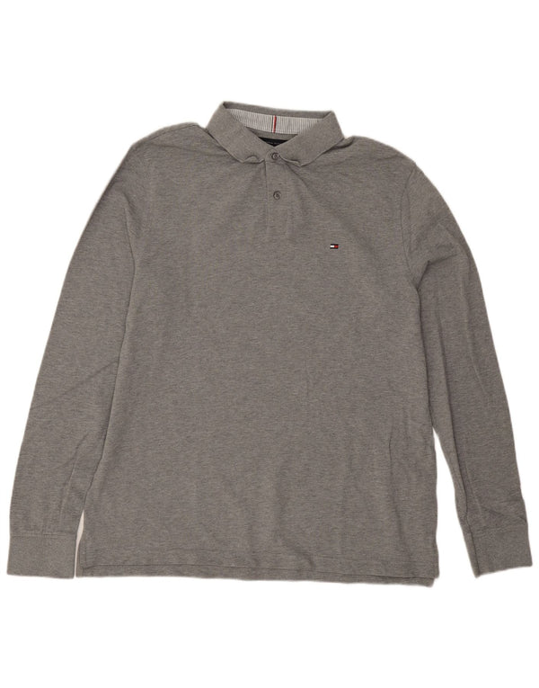 Tommy Hilfiger Polo de manga larga para hombre de ajuste regular XL gris moteado