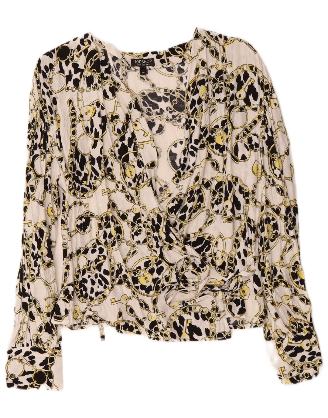 Topshop Cárdigan cruzado de gran tamaño con estampado abstracto para mujer UK 6 XS Blanco