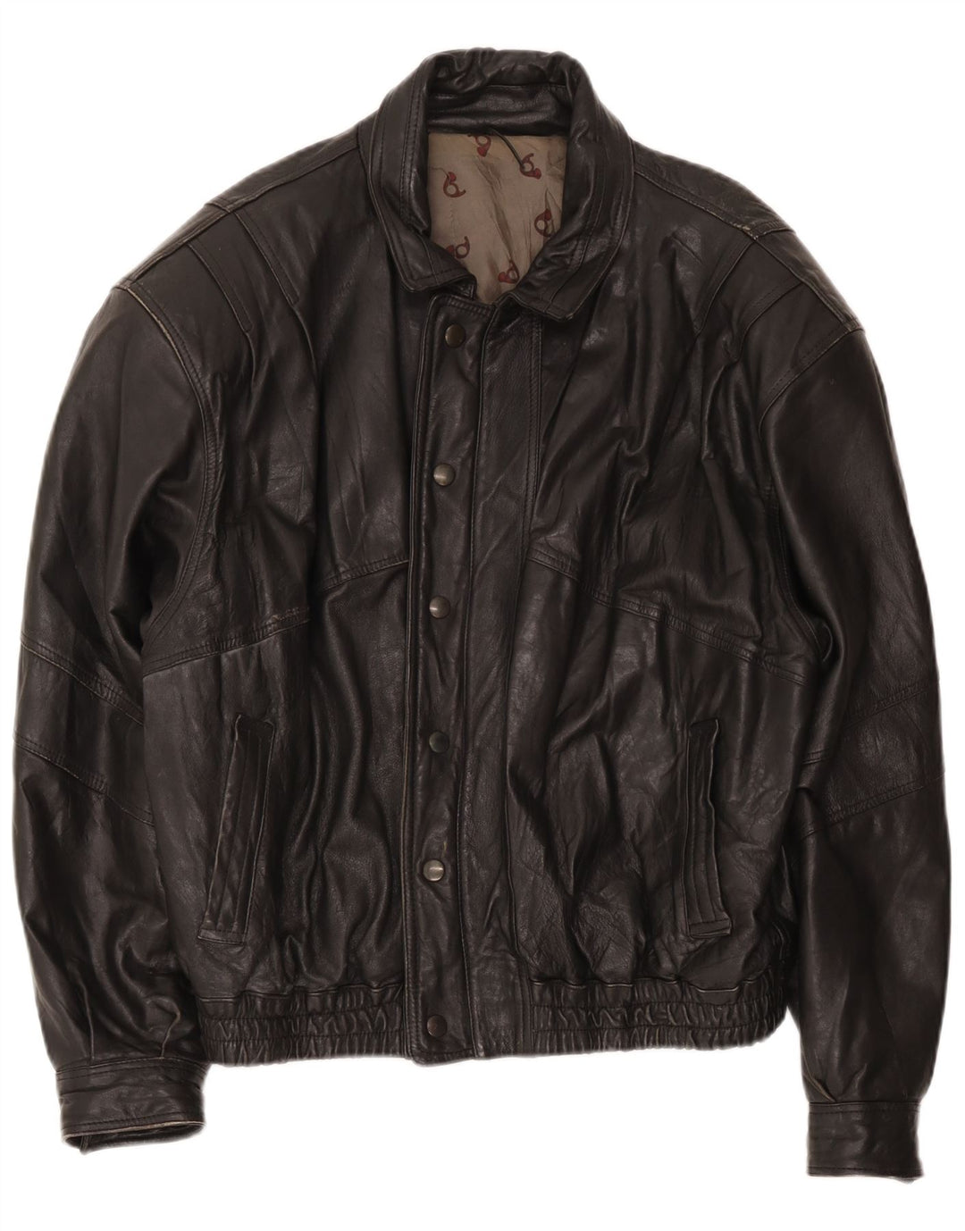 Vintage hombres bombardero chaqueta de cuero IT 52 XL negro