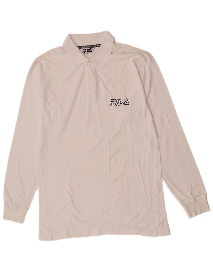 Fila Polo De Manga Larga Para Hombre Pequeño Algodón Blanco