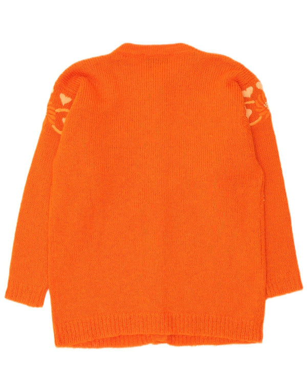 Carrini Cárdigan Largo para Mujer UK 44 Mohair Floral Naranja Medio