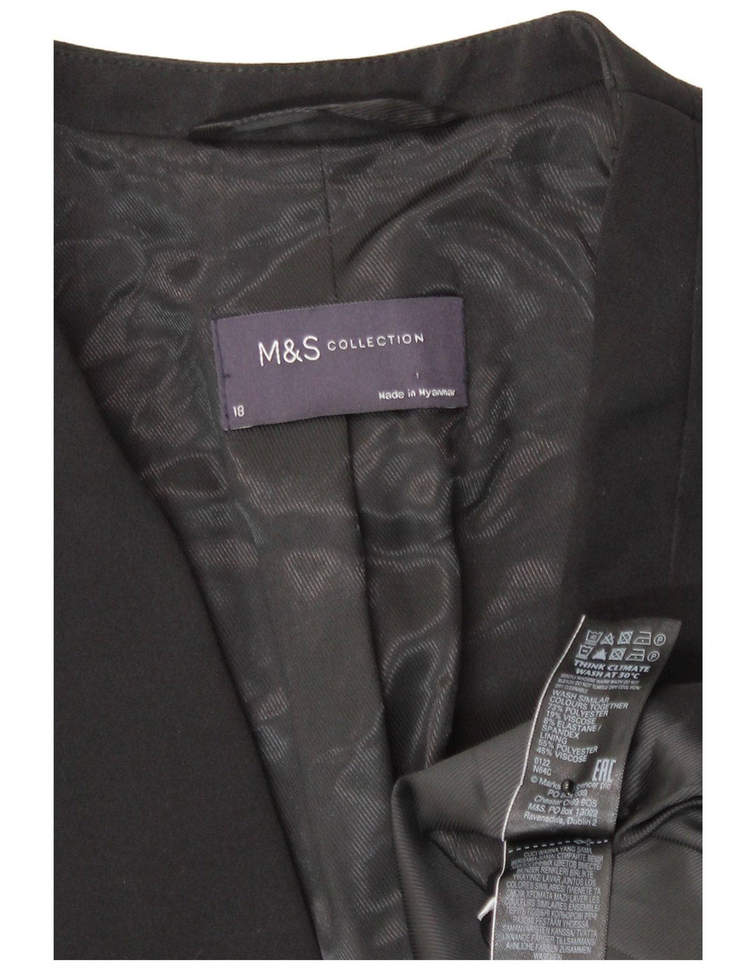 Marks & Spencer Chaqueta tipo blazer con 1 botón para mujer UK 40 XL Poliéster negro