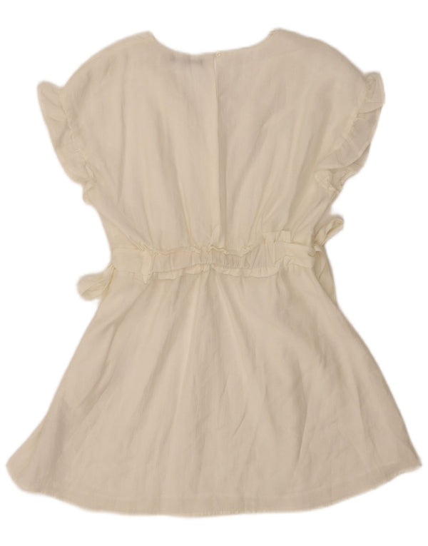 Zara Vestido Acampanado para Mujer UK 40 Medium Off White Lyocell