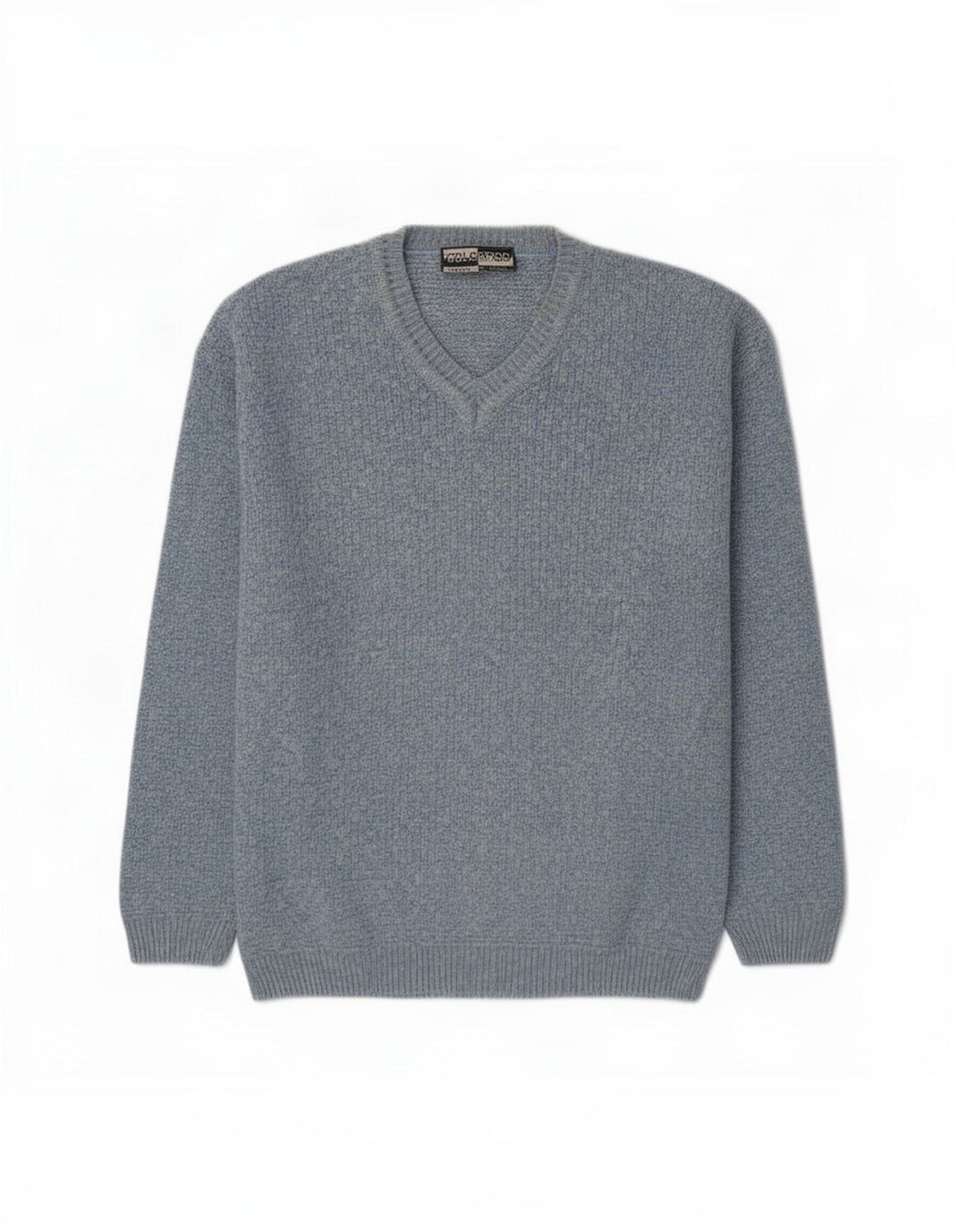 Colorado Jersey con cuello en V para hombre de algodón moteado azul medio