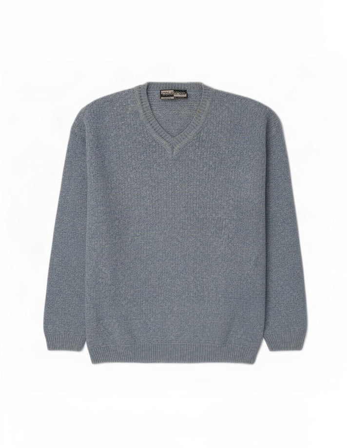 Colorado Jersey con cuello en V para hombre de algodón moteado azul medio