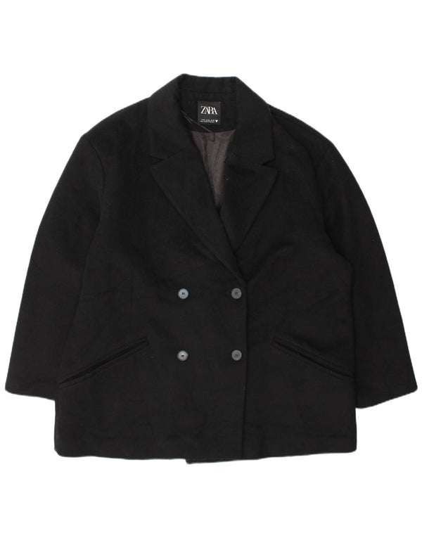 Zara Mujer Abrigo Holgado De Doble Botonadura ES 40 XL Negro