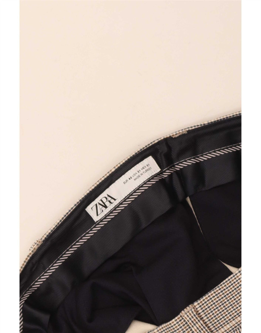 Zara Pantalón de traje ajustado para hombre EU 40 Medium W31 L27 Grey Check