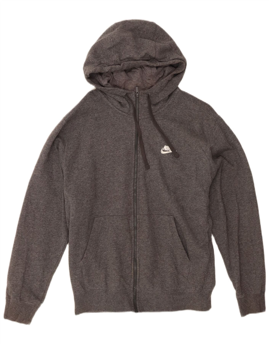 NIKE Mens Zip Hoodie Sweater Medium Grey Cotton