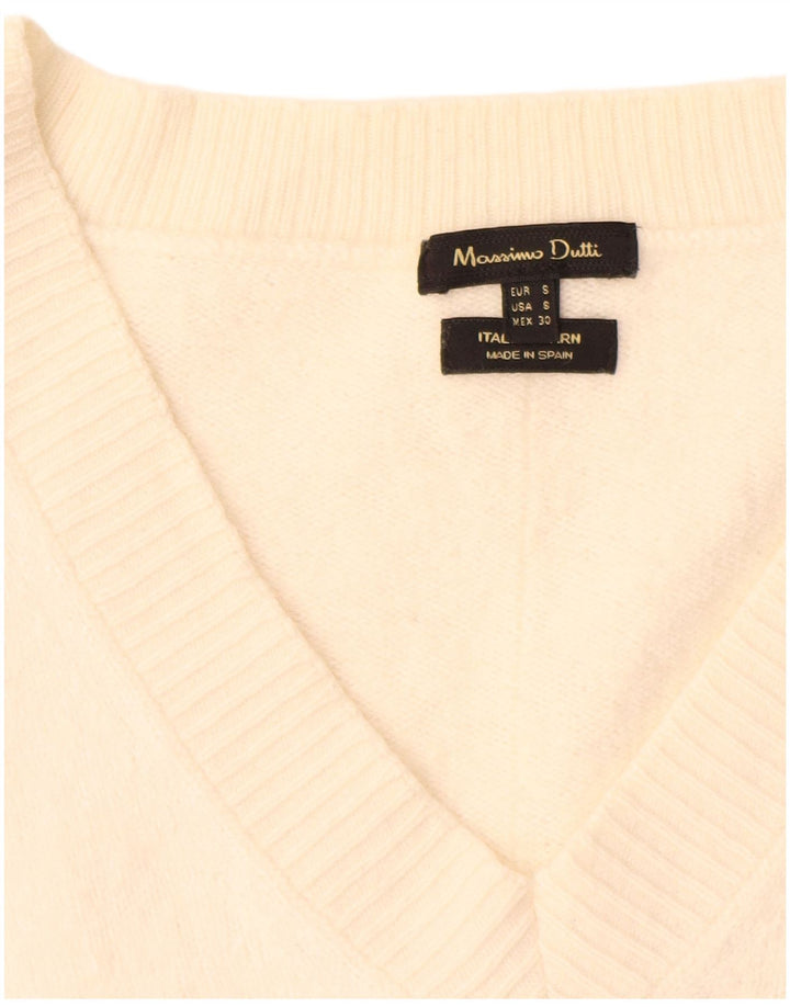 Massimo Dutti Jersey Oversize con Cuello en V para Mujer UK 10 Small Off White
