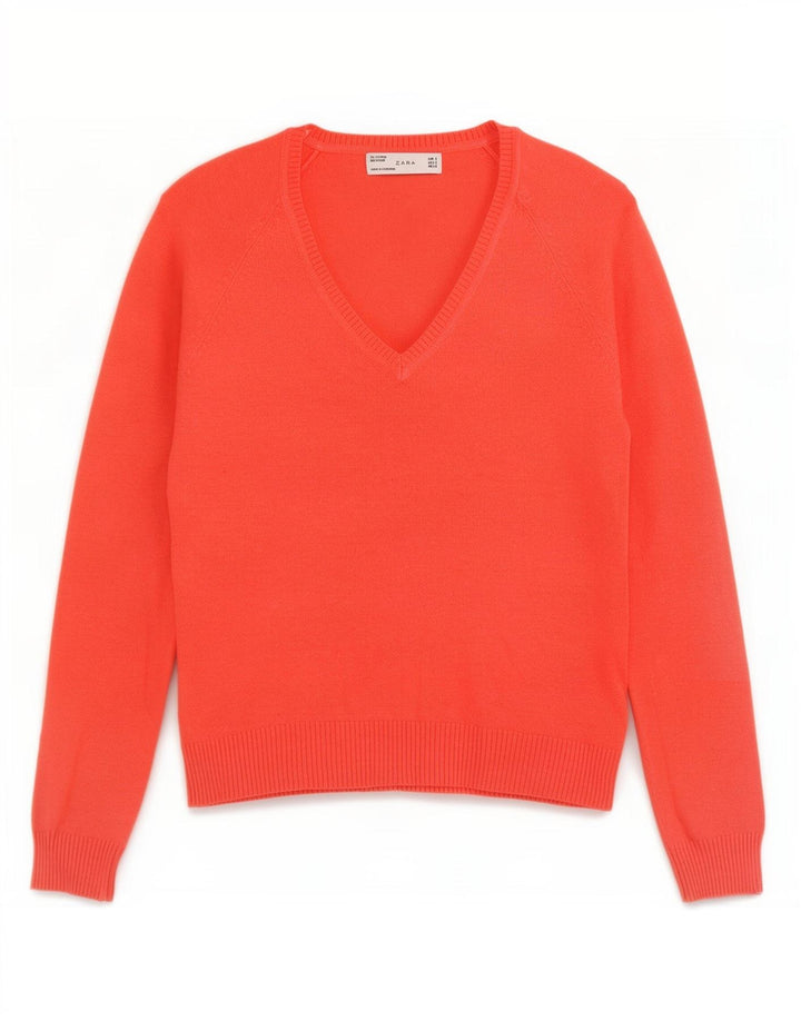 Zara - Jersey con cuello en V para mujer, talla 10, color rojo